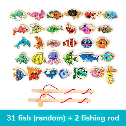 Montessori Wooden Fishing Game